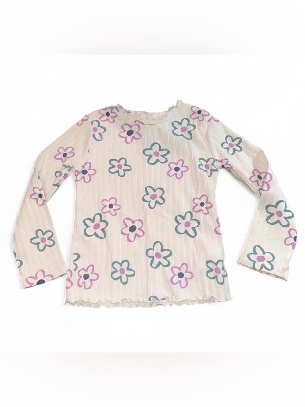 Garanimals Cream Long-Sleeve Top with Pink & Teal Floral Print